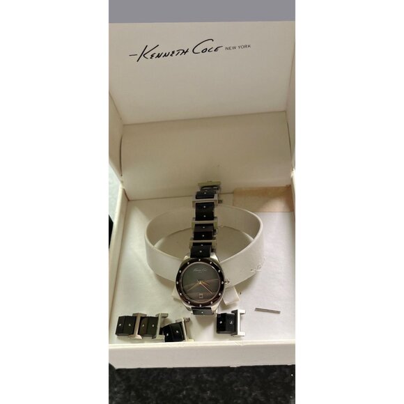 Vtg Kenneth Cole New York Womens Watch Chronograph Swiss Movement Mother Of Pear - Picture 4 of 10